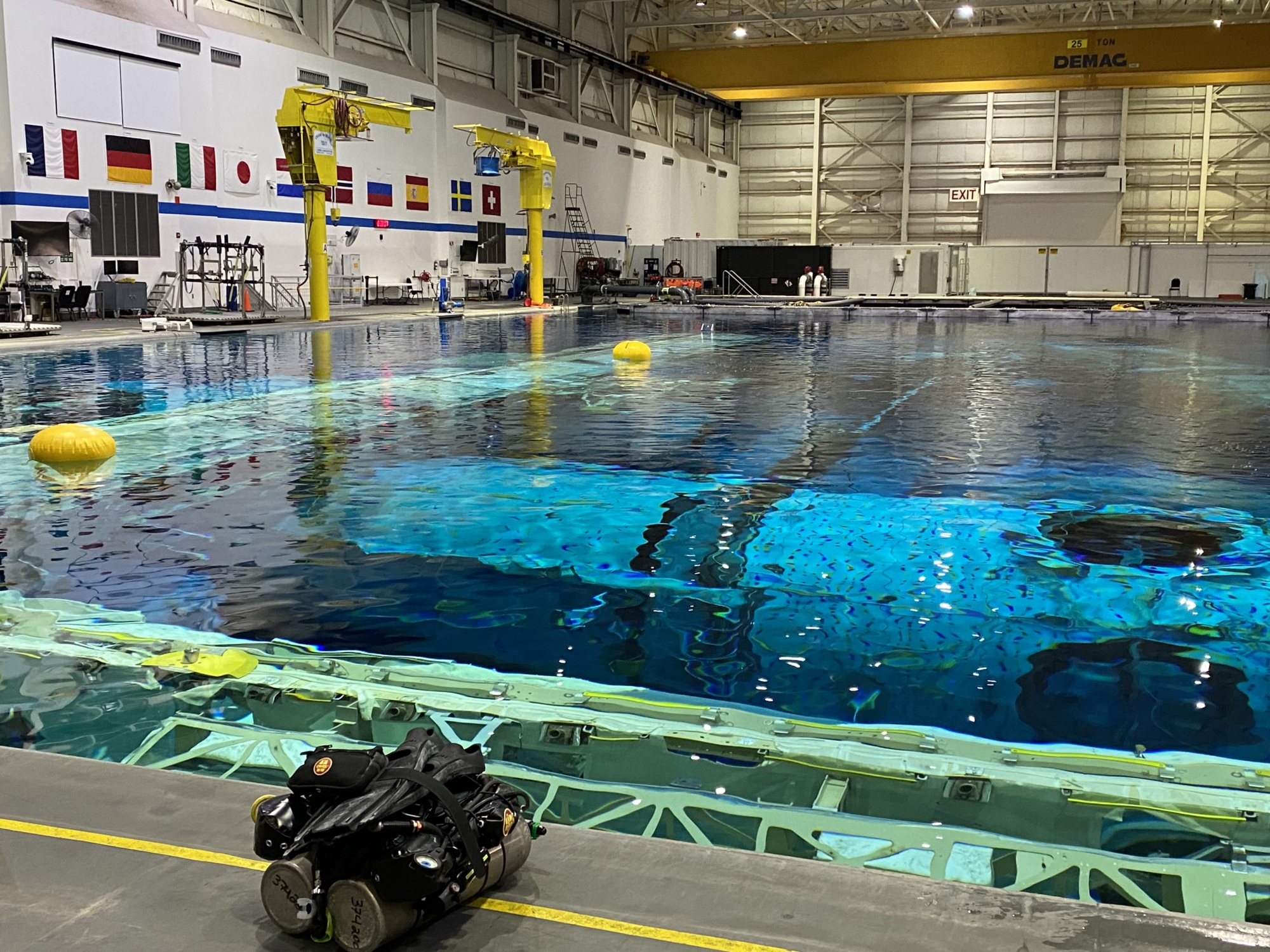 NASA pool with underwater device