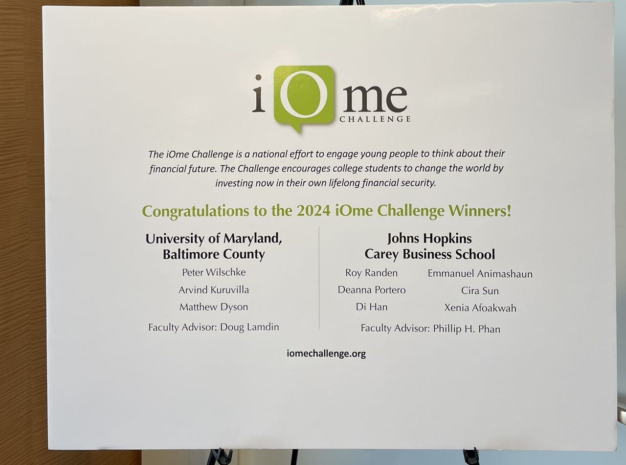 poster board that says the names of the 2024 iOme Challenge winners